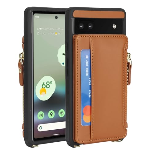 Cavor Compatible with Google Pixel 6a Case Wallet, Brown - color: Brown, size: Google Pixel 6a