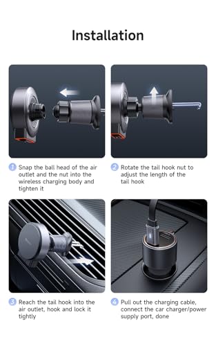 mcdodo 15W MagSafe Car Mount Charger [Built-in Type-C Retractable Cable] Magnetic Wireless Car Charger for Air Vent, Fits iPhone 16 15 Pro ProMax Plus, Galaxy and More
