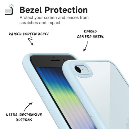 LoeoeL for iPhone SE 2022/2020/ 7/8 Case Clear, Transparent Hybrid SE Phone Case [Hard Plastic & Soft Silicone Bumper] Acrylic Non Yellowing Thin Slim Protective Cover, Light Blue - color: Light Blue, size: SE / 7 / 8