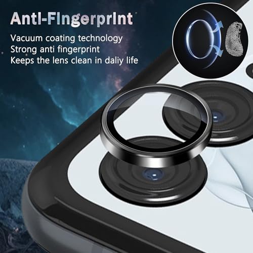 1 Pack Camera Lens Frame for Motorola Razr 2024, 9H Glass Screen Protector Anti-Scratch, Tempered Glass Metal Individual Camera Cover Accessories,Black - size: for Moto Razr 2024