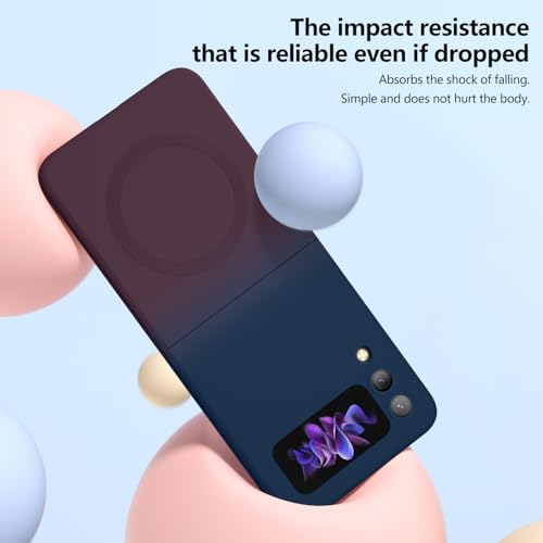 Compatible with Galaxy Z Flip 4 Case, Magnetic Gradient Color | Soft TPU Phone Cover with Camera Lens Protector Cover for Galaxy Z Flip 4 6.7 Inch, Blue to Dark Red Gradient(10-12) - color: Blue & Dark Red