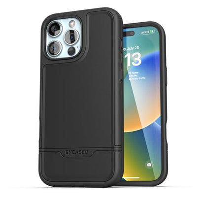 ENCASED Shockproof Case Compatible with iPhone 16 Pro Max - Ultra Protective Heavy Duty Magnetic Phone Cover, Rebel Series (Black) - color: Black, size: iPhone 16 Pro Max