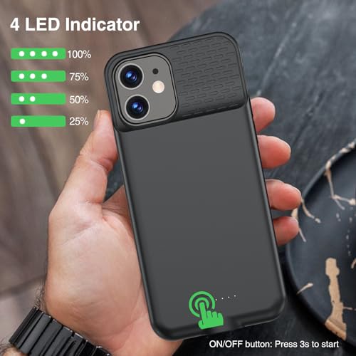 GIN FOXI Battery Case for iPhone 12/12Pro, Charging Case Rechargeable 8500mAh Battery Pack Ultra-Slim Anti-Fall Protection Charger Cover Extended Juice Box for 12Pro/12 (6.1 inch) Black - size: 12/12 Pro