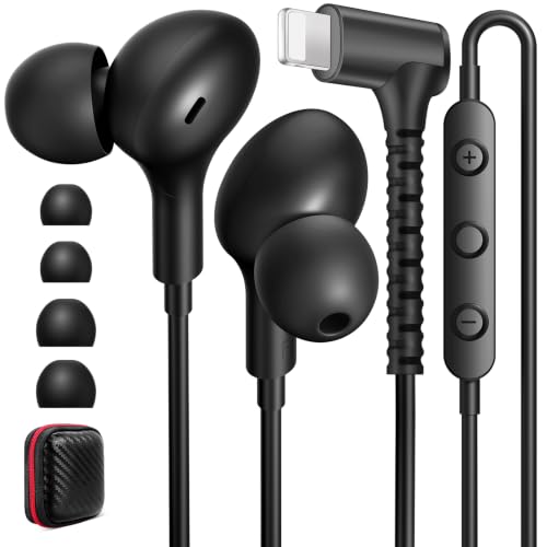 iMangoo for Apple MFi-Certified Lightning Wired Earbuds Headphones with Mic - color: Black