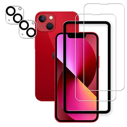 Easy Alignment Frame Designed For iPhone 13 mini Tempered Glass Screen Protector 2-Pack Camera Lens Protector Film 2-Pack