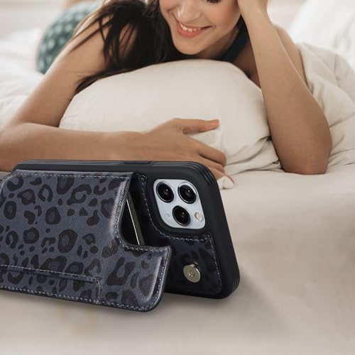 iCoverCase Compatible with iPhone 11 Pro Phone Case with Card Holder, Wallet Case for Women Men RFID Blocking PU Leather Protective Case 5.8 Inch (Black Leopard) - color: Black Leopard