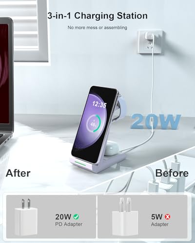 NANAMI 3 in 1 Wireless Charger for Samsung Multiple Devices - color: Purple