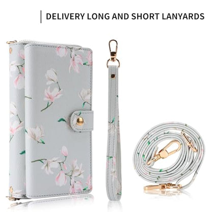 LITOU Compatible for Samsung Galaxy S26 Plus Crossbody Wallet Phone Case - color: GrayFlower, size: S26 Plus
