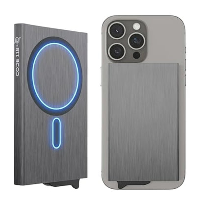 CODE 118 Wallet for Men - Slim Minimalist Aluminum Magnetic Card Holder - RFID Blocking Front Pocket Mag Safe Wallet with Strong Magnet Attachment (Brushed Grey) - color: Brushed Grey