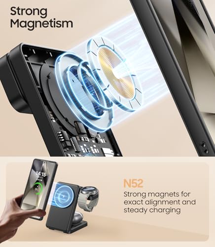 Meifigno 3 in 1 Magnetic Foldable Wireless Charger for Galaxy Watch9/Ultra2