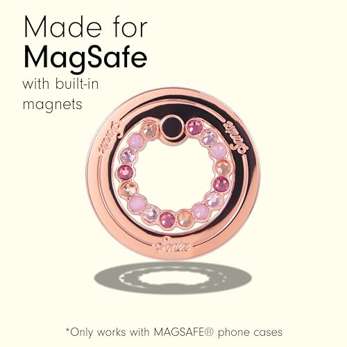 Sonix Magnetic Phone Grip and Phone Ring Holder - Compatible with MagSafe - Rotatable Kickstand and Phone Holder for iPhone 16, 15, 14, 13, 12 Series - Rose Gold/Multi Rhinestone - color: Rose Gold / Multi Rhinestone