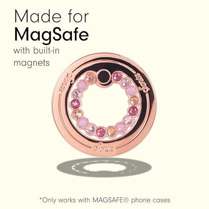 Sonix Magnetic Phone Grip and Phone Ring Holder - Compatible with MagSafe - Rotatable Kickstand and Phone Holder for iPhone 16, 15, 14, 13, 12 Series - Rose Gold/Multi Rhinestone - color: Rose Gold / Multi Rhinestone