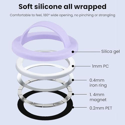 Magnetic Phone Grip Holder Thin Silicone Finger Loop Ring for iPhone - color: Lilac