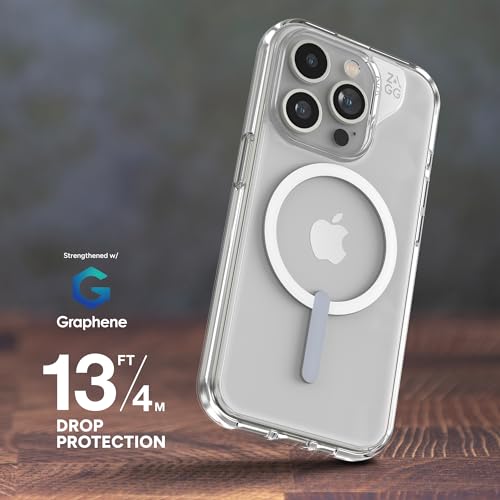 ZAGG Crystal Palace Snap iPhone 15 Pro Clear Phone Case - Drop Protection (13ft/4m), Durable Graphene, Anti-Yellowing, and Scratch-Resistant MagSafe Phone Case - size: iPhone 15 Pro, style: With Magsafe
