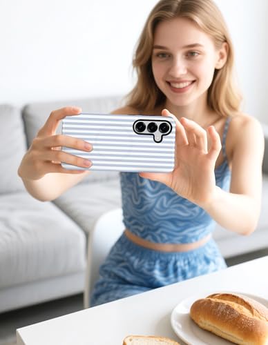 Magnetic Striped Phone Case for Samsung Galaxy A16 5G, Blue | Compatible with MagSafe, Cute Stripes Aesthetic Design, Soft TPU and Hard PC Protective Phone Cover for Women Girls - color: Blue Stripe