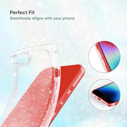 JJGoo Compatible with iPhone SE Case 2022/2020, Compatible with iPhone 7 8 Case, Bling Sparkle Soft TPU Anti-Scratch Shockproof Protective Phone Bumper, Women Girls Cute Slim Phone Case, Clear Glitter - color: Clear Glitter