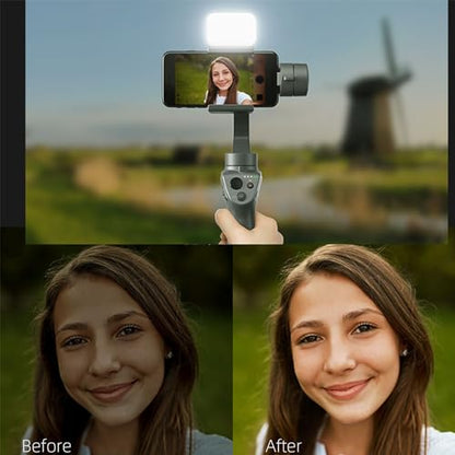 Fotorgear Universal Magnetic Selfie Light for All Smartphones & Gimbals, Slim LED Vlog Fill Light with 3 Color modes, Compatible with iPhone DJI, Insta360