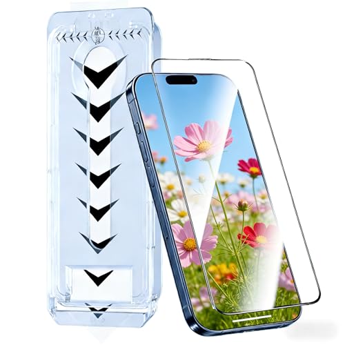 OneFish Screen Protector Tempered Glass Film 9H Hardness HD Clear Anti-Scratch Anti-Fingerprint Bubble Free Easy Installation Case Friendly Compatible with iPhone 15