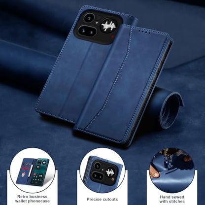 Jasonyu Flip Wallet Case for Nothing Phone 4a Pro 5G,Blue | PU Leather Magnetic Folio Cover,with Card Holder,Kickstand,TPU Shockproof,Durable,Protective Phone Case - color: Blue, size: Nothing Phone 4a Pro