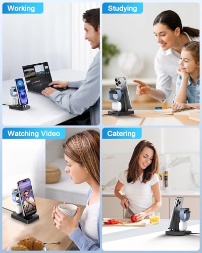 30W Fast 3 in 1 Charging Station for Apple Devices - ADADPU USB C Charger Stand for iPhone 18 Pro Max 17 16 15 & AirPods 4, Wireless Charger Dock Compatible with Apple Watch Ultra/10/9/8/7/6/5/4/3/SE - color: Classic Black