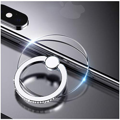 YINHEXI 2 Pcs Transparent Phone Ring Stand Holder Cell Phone Ring Holder Finger Grip 360 Degree Rotation (Silver & Diamond-3) - color: Silver & Diamond-3
