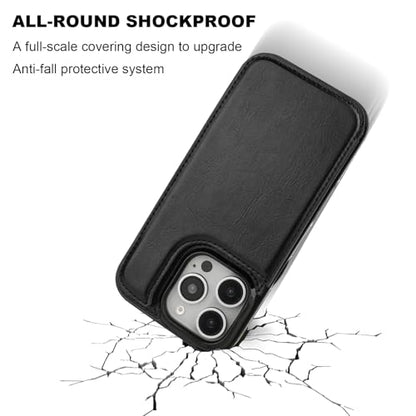 ONETOP for iPhone 16 Pro Wallet Case with Credit Card Holder,Black | Kickstand,ID/Cash Holder,Case Wallet with Card Slots,Double Magnetic Clasp,Durable PU Leather Shockproof Cover for Women Men - color: Black