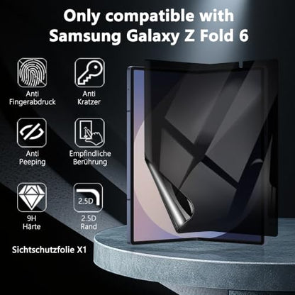 for Samsung Galaxy Z Fold 6 Inner Privacy Screen Protector 1 Pack. Anti Scratch, Self-Healing, Anti Spy Flexible TPU Film NOT Tempered Glass - size: for .Galaxy Z Fold 6,