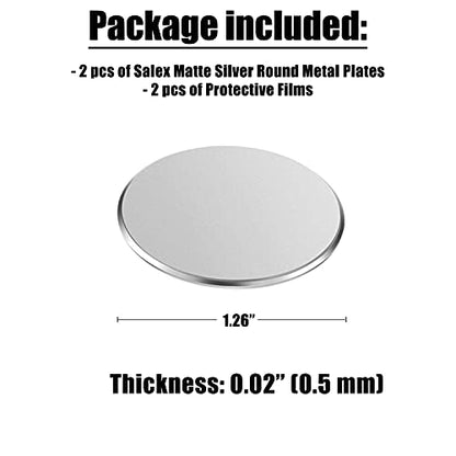 Replacement Metal Plates Set for Magnetic Car Phone Holders, Wall & Air Vent Mounts, Cases, Magnets. Kit of 2 Matte Silver Round Iron Discs without Holes. 3M Adhesive Backing. Steel Disks 2 Pack - color: Silver / 2 Pack