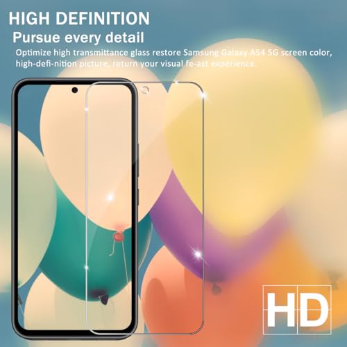 Galaxy A54 HD Clear Tempered Glass Screen Protector + Camera Lens Protectors, [2+2 Pack] [3D Glass] [Anti-Glare] [Bubble-Free] Screen Protector Glass For Samsung Galaxy A54 - size: Galaxy A54