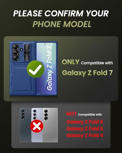 for Samsung Galaxy Z Fold 7 Case Stand, Built-in & Camera Cover & Card Holder & Hinge Protection & Screen Protector, Wallet Rugged Full Body Protective Phone Case for Galaxy Z Fold 7 2025, Blue - color: Blue-Z