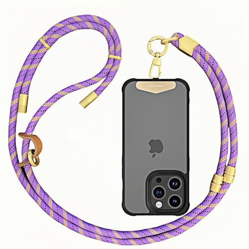 Cell Phone Lanyard,Adjustable Shoulder Crossbody Lanyard,Detachable Length Wrist Lanyard - color: Purple