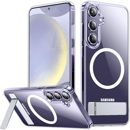 SPIDERCASE Magnetic for Samsung Galaxy S24 Case, [3 Stand Ways][ Military Grade Drop Protection] with Invisible Stand Shockproof Slim Case for Samsung Galaxy S24 6.2", Clear - color: Clear, size: S24