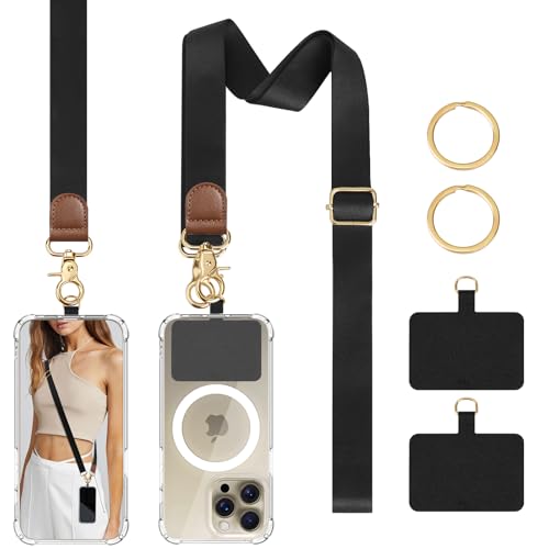 TiMOVO Phone Lanyard Crossbody Wrist Strap, Adjustable Anti-Theft Phone Strap for All Phone Case, lanyard for Women and Men - color: Black