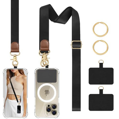 TiMOVO Phone Lanyard Crossbody Wrist Strap, Adjustable Anti-Theft Phone Strap for All Phone Case, lanyard for Women and Men - color: Black