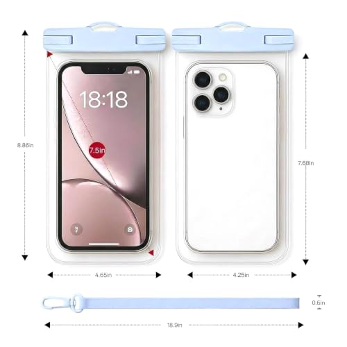 Waterproof Phone Pouch Compatible for iPhone 7in - 1 Sky Blue | IPX8 Waterproof Case, Beach Travel Must Haves, Beach Essential, Dry Bag, 1 Pack, for iPhone 17/16/15/14/13/12 Pro Max - color: B7-Sky Blue
