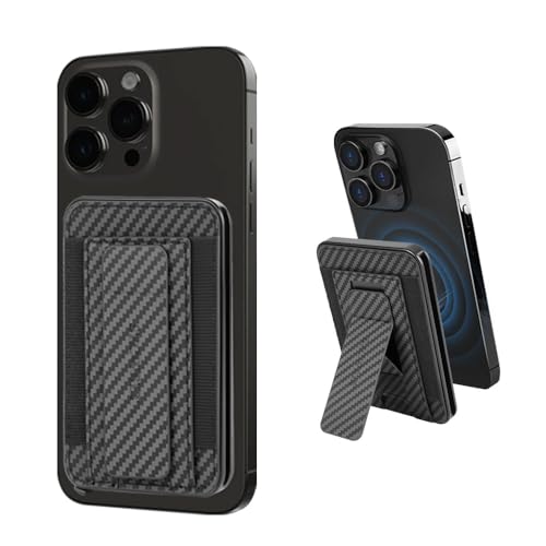 Slim Magsafe Phone Wallet for Men Pop up Card Holder Carbon Fiber Black - color: Leather Stand w/Elastic - Carbon Fiber