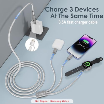2Pack Travel Essentials,Multi Charging Cable for Apple Watch Charger White - color: White, size: 2Pack-4FT