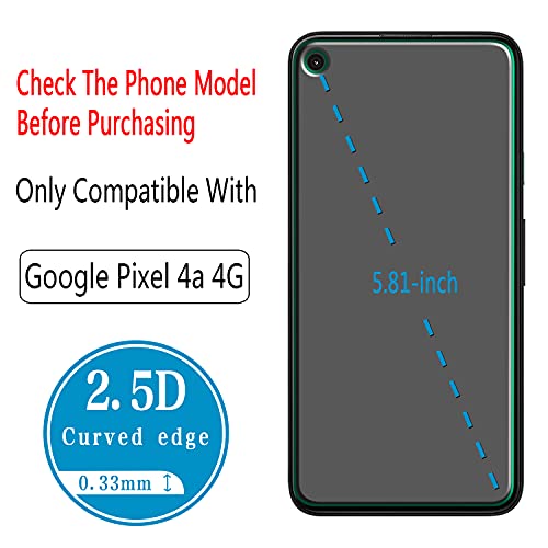 2 Pack Screen Protector for Google Pixel 4a Tempered Glass 5.81 inch - color: Clear-Google Pixel 4a 4G