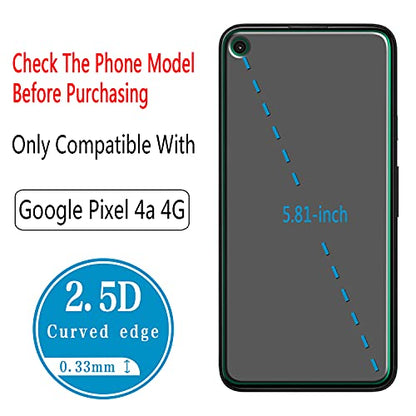 2 Pack Screen Protector for Google Pixel 4a Tempered Glass 5.81 inch - color: Clear-Google Pixel 4a 4G
