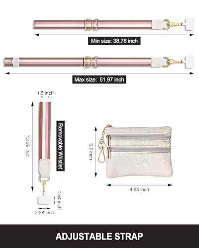 Nipichsha Crossbody Phone Strap with Wallet, Clip and Go Strap for Phone - color: Minimalist Stripes