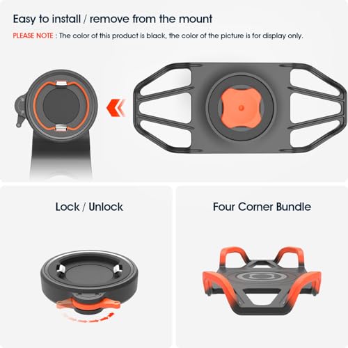 Bike Stem Phone Mount with Shockproof Silicone Grip – Quick-Lock Aluminum Out-Front Holder with Dual Safety Buckles & Elastic Strap, Fits 4.0”–6.7” Phones – Secure Fit for Road & Urban Rides - style: 【2-Buckle Style】Handlebar Mount + Silicone Adapter - Bl