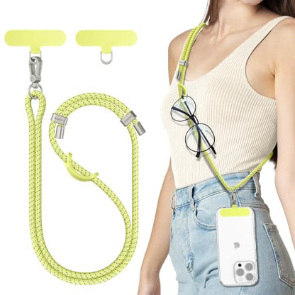 SURPHY Phone Lanyard Crossbody, Phone Strap Crossbody with 2 Tether Tabs - color: Lemon Speckle