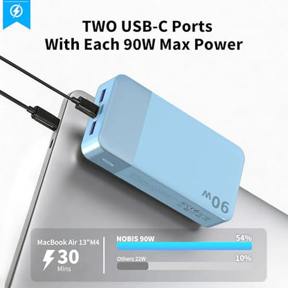 NOBIS 90W Portable Charger 20000mAh Laptop Power Bank Fast Charging - color: Blue