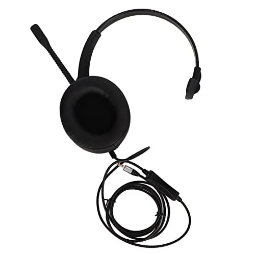ciciglow Single Sided Ear Headphone, ENC Noise Reduction Business Headset 3.5mm Volume Adjustment Monaural Telephone Headset with Mic for Home Call Center