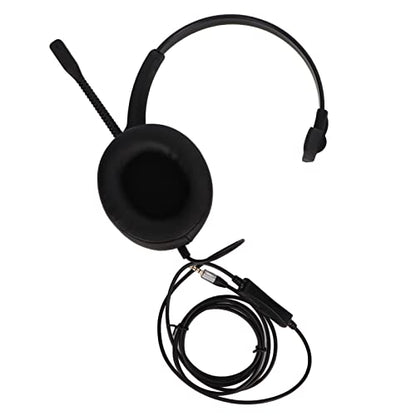 ciciglow Single Sided Ear Headphone, ENC Noise Reduction Business Headset 3.5mm Volume Adjustment Monaural Telephone Headset with Mic for Home Call Center