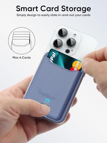 Phone Card Holder, Premium Leather Phone Wallet Stick on, Fit 4 Cards - color: Lavender