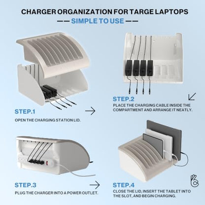 6-Pack, 8-Device Universal AC Laptop Charging Station with Power Strip - size: 6 PACK - 8 Tablet/Chromebook