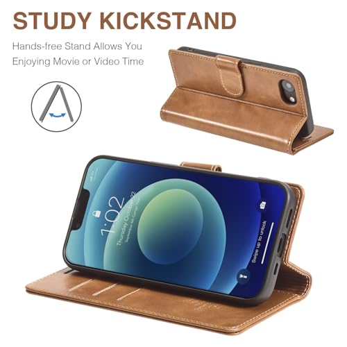 FLIPALM Card Holder Wallet Case for iphone 17e, Grayish-brown | Card Holder, RFID Blocking, PU Leather Folio Flip, Kickstand, Protective Shockproof Cover - color: Grayish-brown