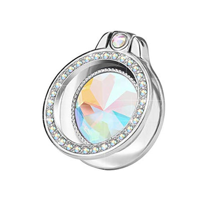 Glitter Bling Bling Phone Ring Holder,Sparkle Phone Ring Artificial Diamond Stand,Rhinestone Cell Phone Finger Ring for Phones, Pad (Silver) - color: Silver