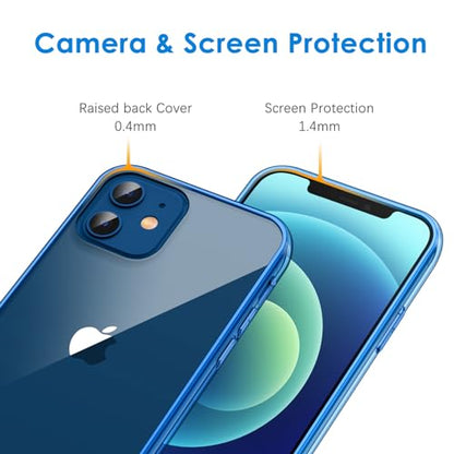 JETech Case for iPhone 12 mini, Anti-Yellowing, Blue | Shockproof Protection, Scratch Resistant Hard PC Back, Durable Transparent TPU Bumper - color: Blue